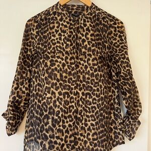 Ann Taylor Brown Leopard Print Blouse